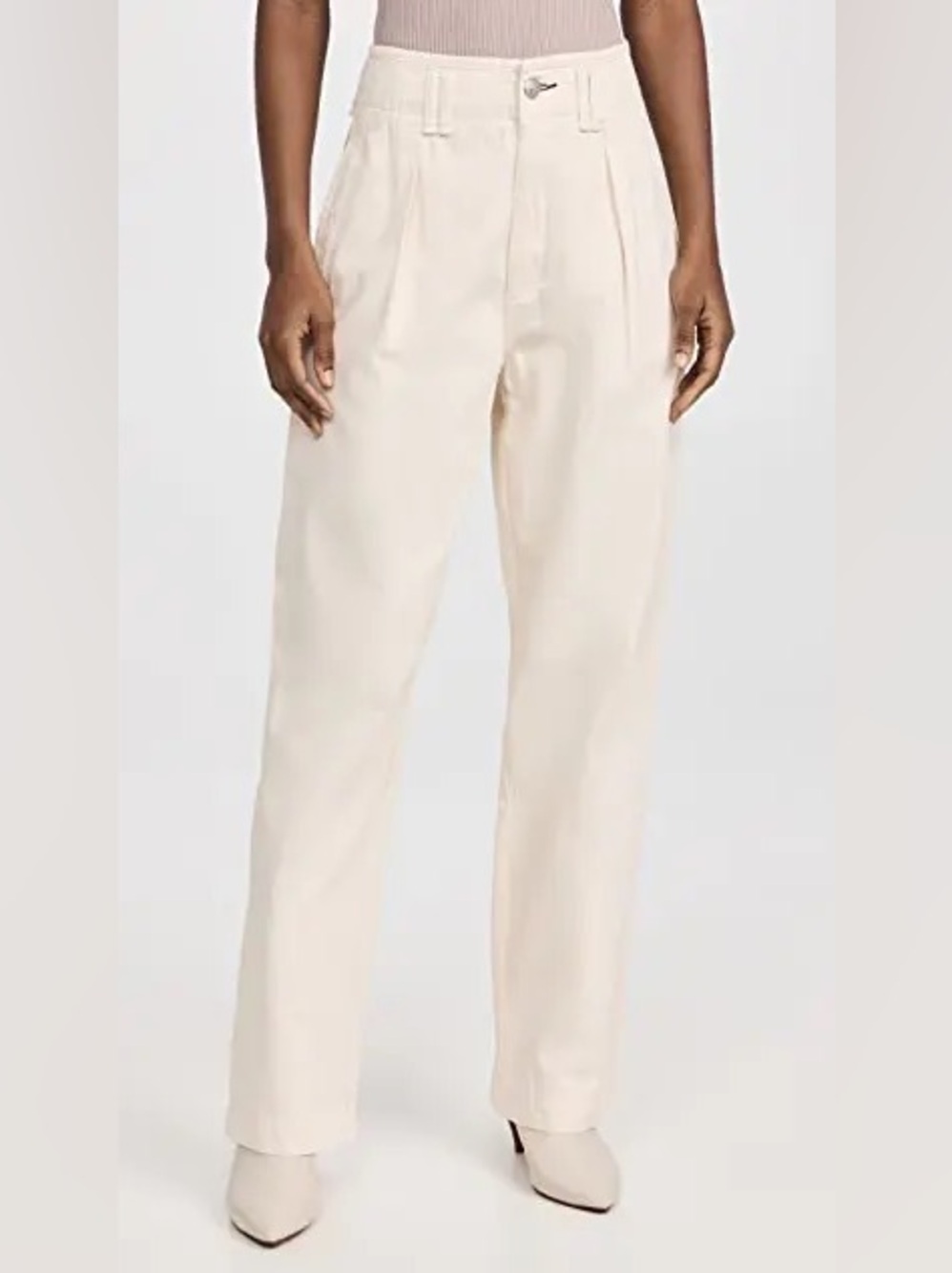 rag & bone Cream High Rise Pleated Trousers